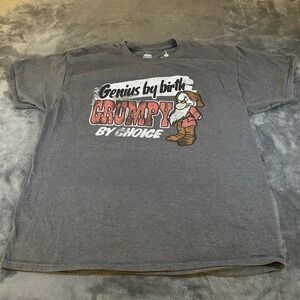 Disney Parks Grumpy T-Shirt Hanes Beefy T Gray Genius By Birth Mens Extra Large